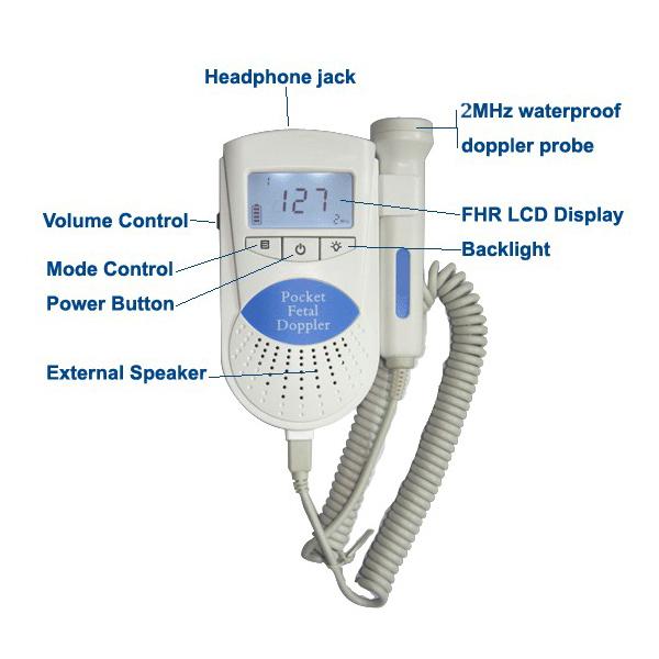 防水医学の超音波ハイ ファイの音の胎児のドップラー携帯用赤ん坊の心臓モニター