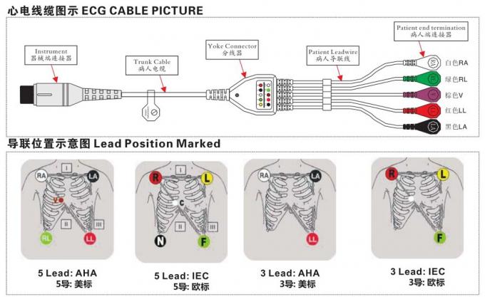 GE Marquetteのecg 5の導線はAHAのスナップ、医学YKDをケーブルで通信します