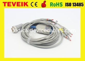 ECG 108/110/1203,1205のためのKenz DB 15ピンAHA IEC 10の導線EKGケーブル